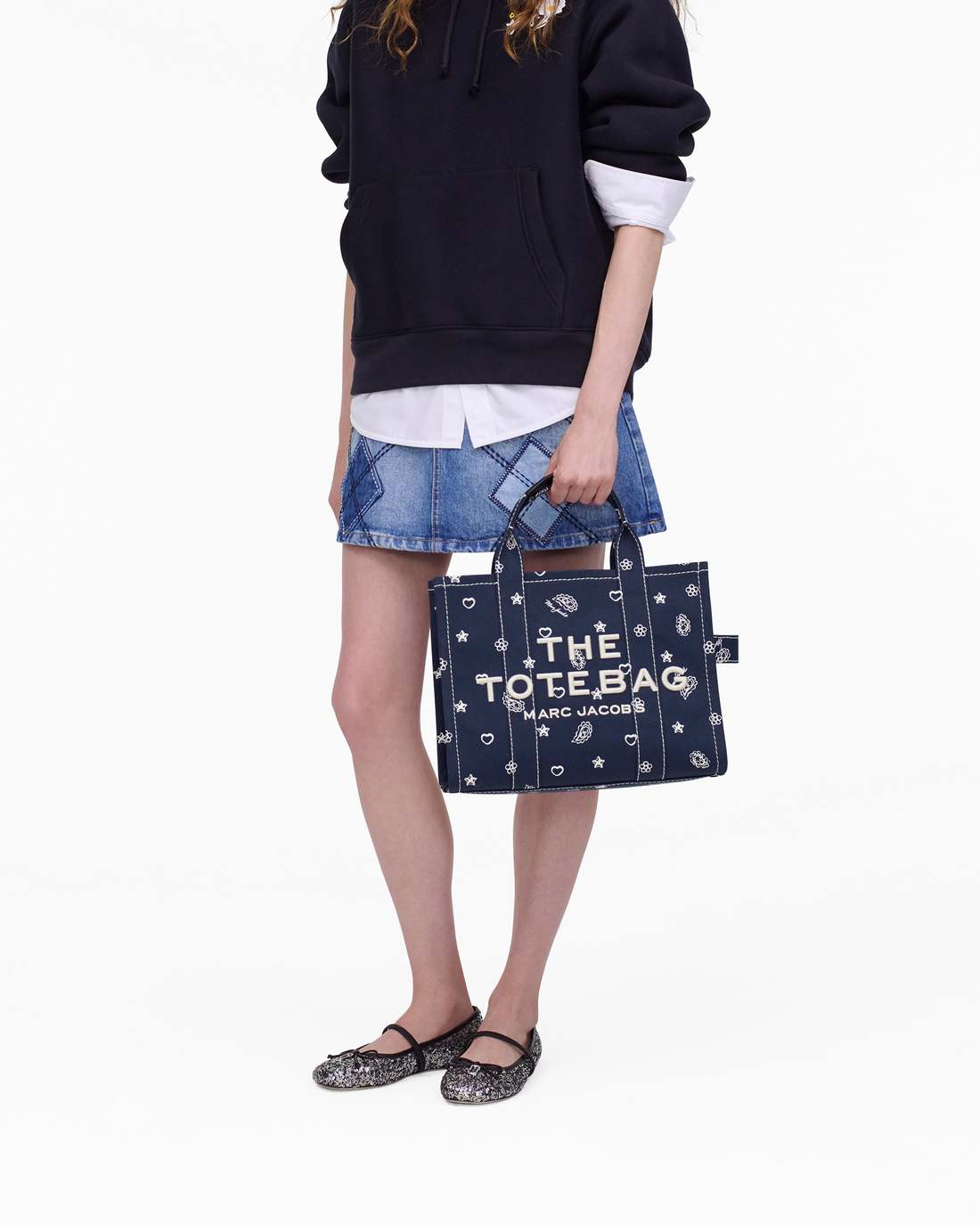 Marc Jacobs The Bandana Canvas Medium Tote Bag Navy Multi