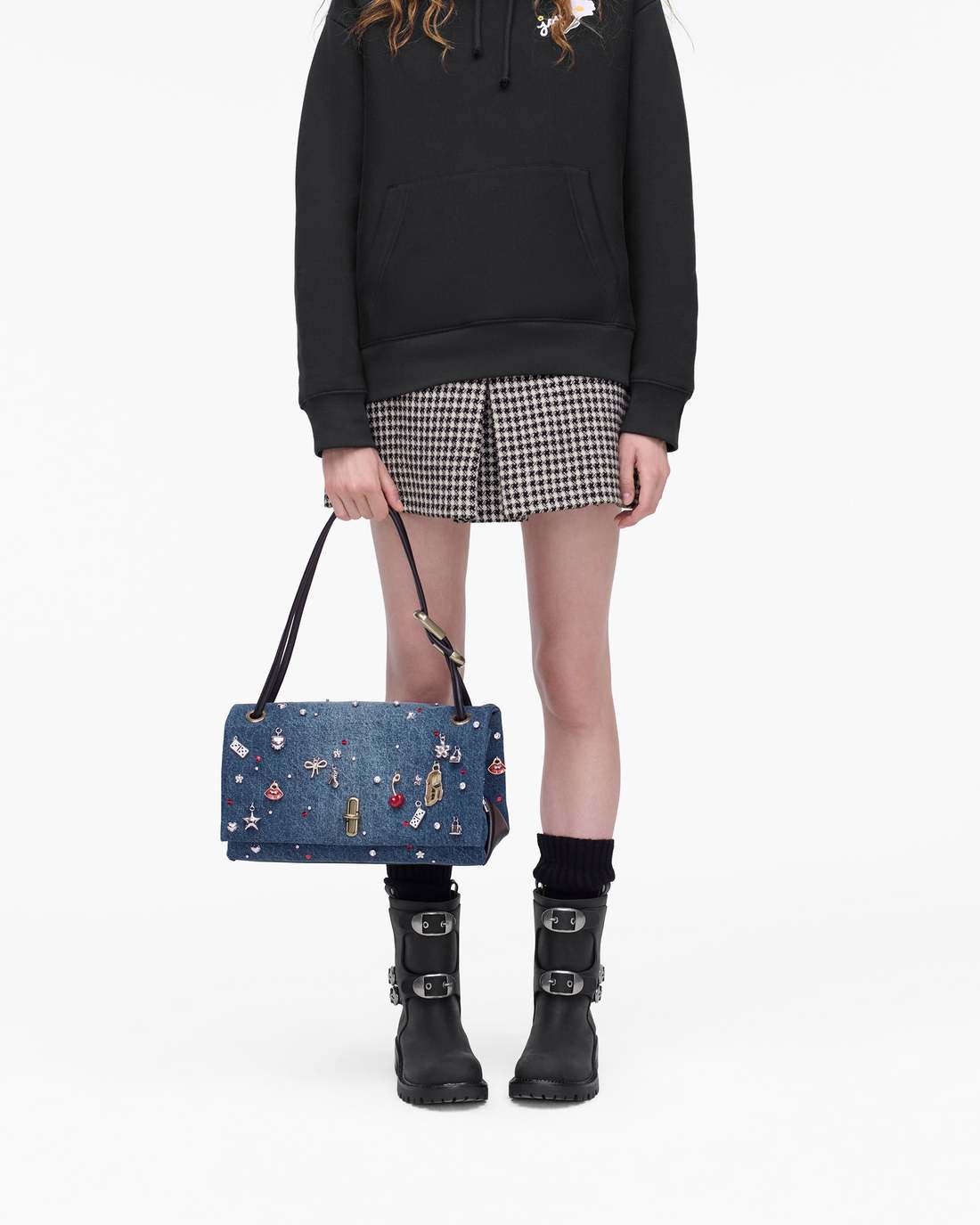 Marc Jacobs The Trinket Charm Denim Large Dual Bag Medium Wash Multi