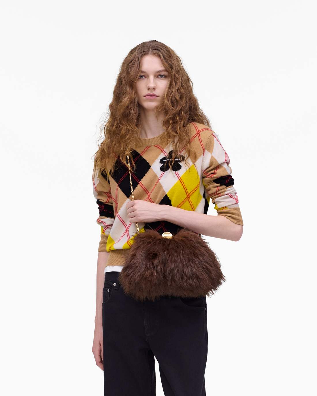 Marc Jacobs The Faux Fur Glam Small Clutch Dark Brown