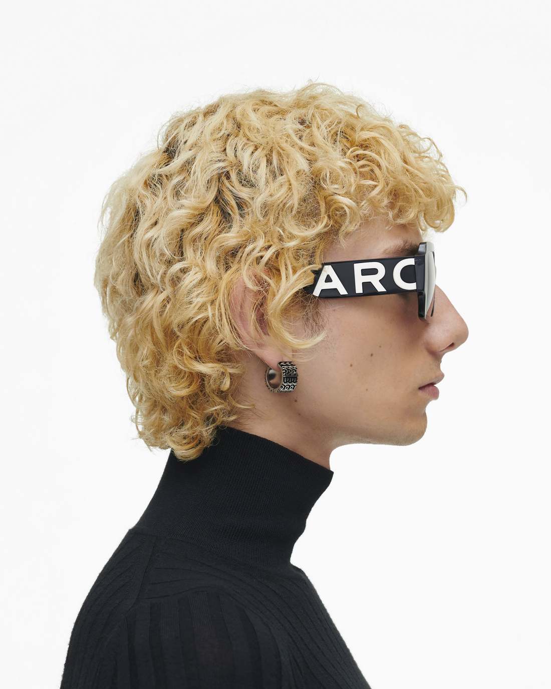 Marc Jacobs The Bold Logo Square Sunglasses Black/White