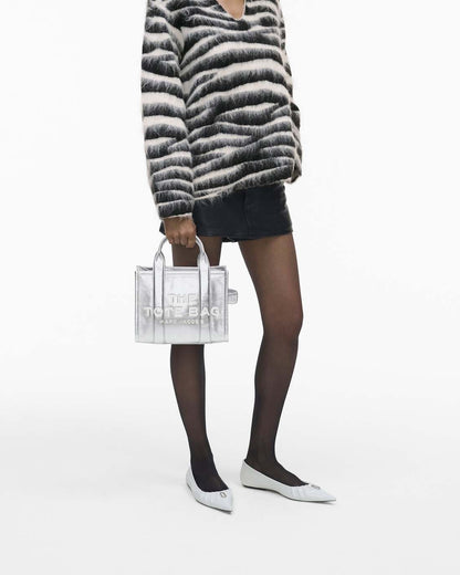 Marc Jacobs The Metallic Leather Small Tote Bag Metallic Silver