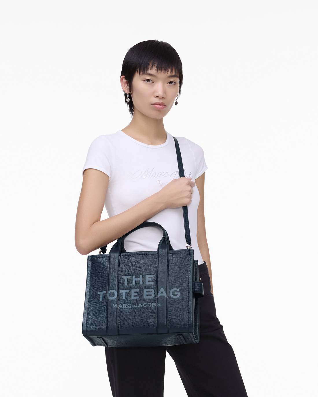 Marc Jacobs The Leather Medium Tote Bag Blue Sea