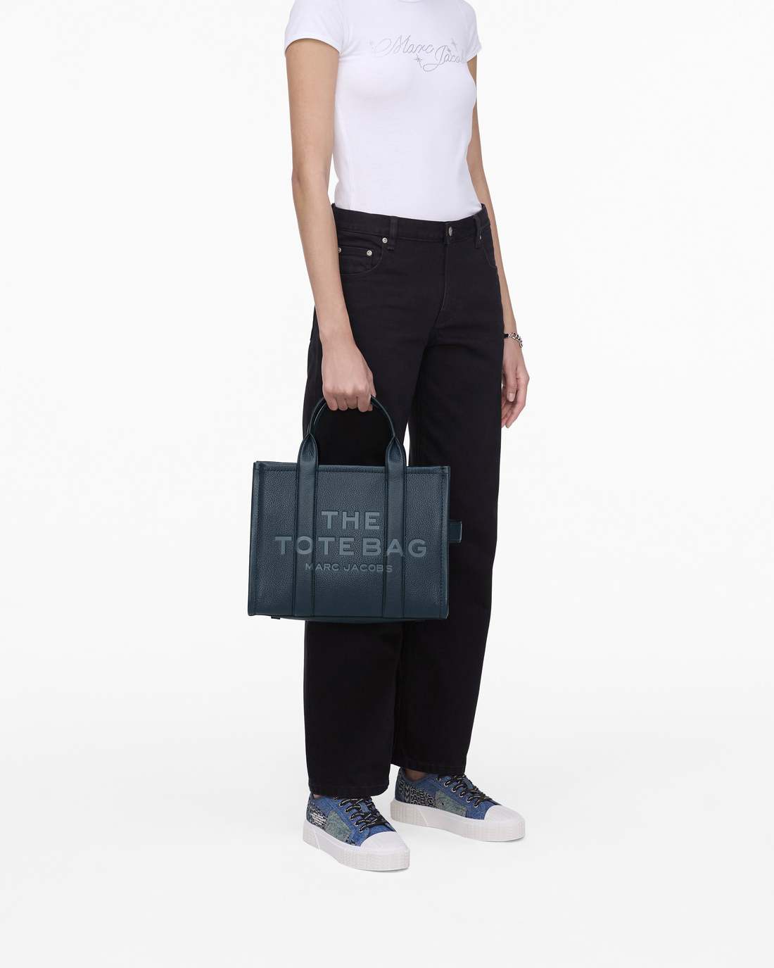 Marc Jacobs The Leather Medium Tote Bag Blue Sea