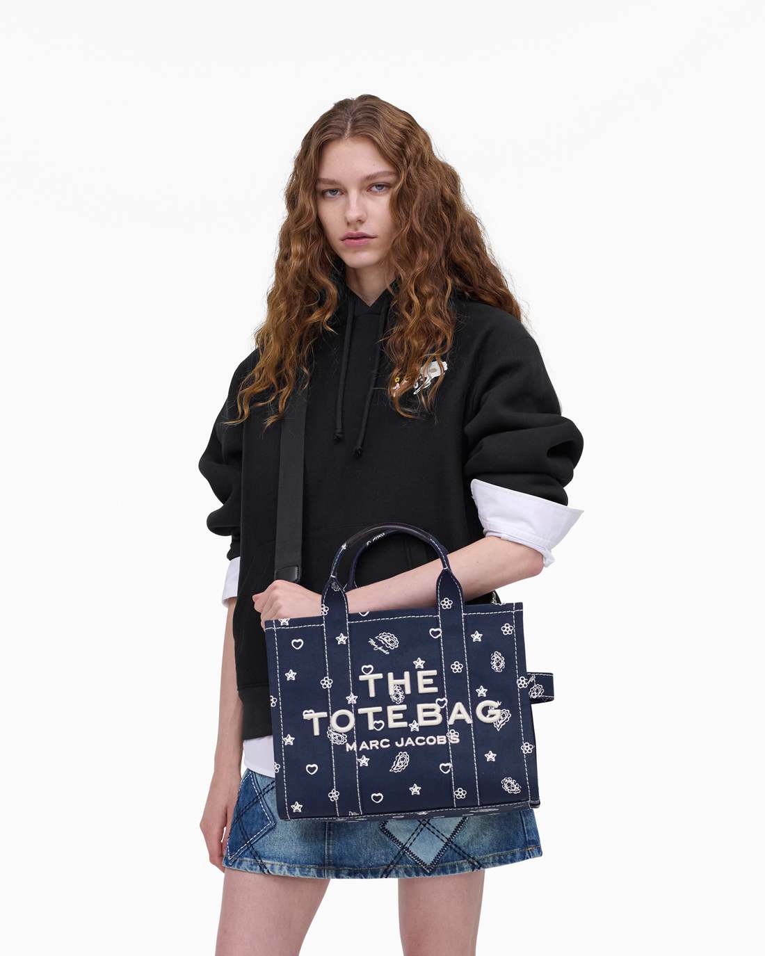 Marc Jacobs The Bandana Canvas Medium Tote Bag Navy Multi