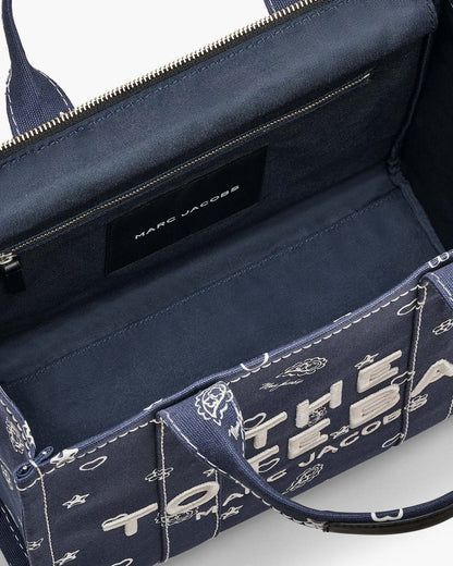 Marc Jacobs The Bandana Canvas Medium Tote Bag Navy Multi