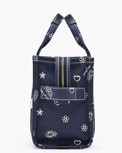 Marc Jacobs The Bandana Canvas Small Tote Bag Navy Multi