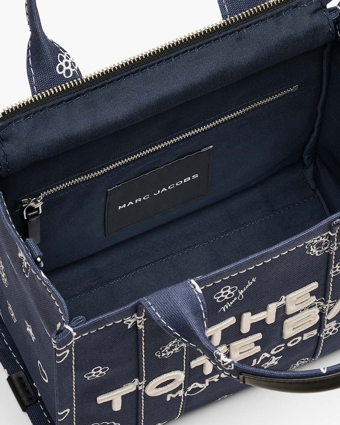 Marc Jacobs The Bandana Canvas Small Tote Bag Navy Multi