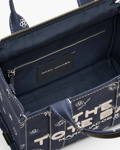 Marc Jacobs The Bandana Canvas Small Tote Bag Navy Multi