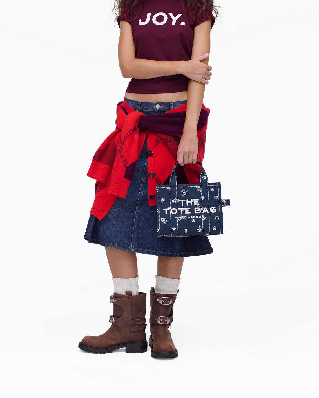 Marc Jacobs The Bandana Canvas Small Tote Bag Navy Multi