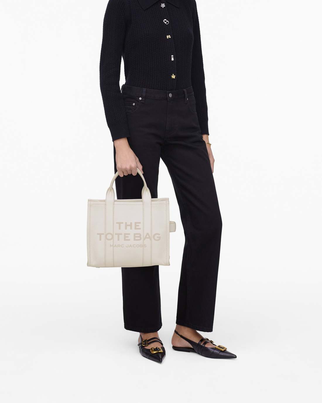 Marc Jacobs The Leather Medium Tote Bag Cotton/Silver