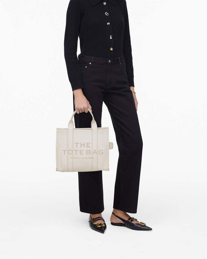Marc Jacobs The Leather Medium Tote Bag Cotton/Silver