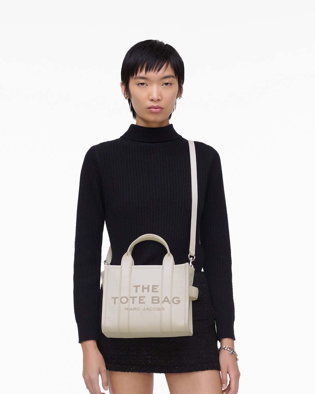 Marc Jacobs The Leather Small Tote Bag Cotton/Silver