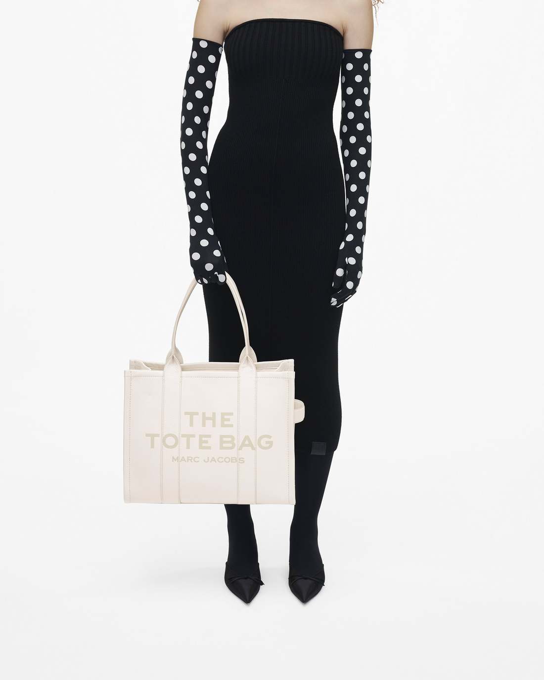 Marc Jacobs The Leather Large Tote Bag Cotton/Silver