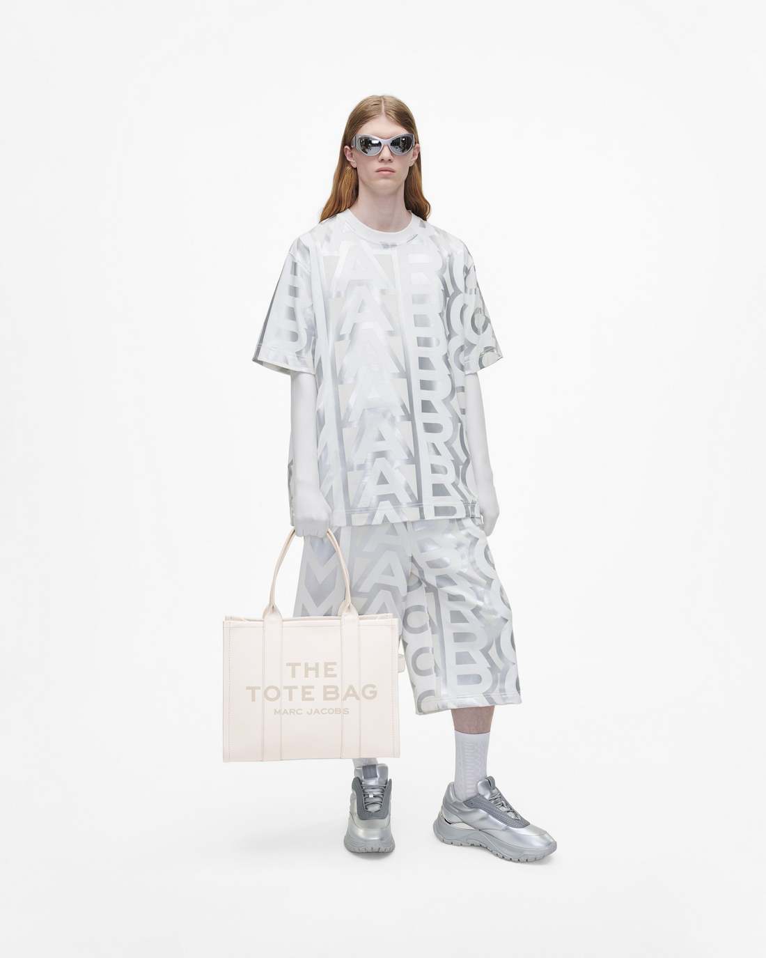 Marc Jacobs The Leather Large Tote Bag Cotton/Silver