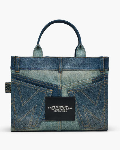Marc Jacobs The Deconstructed Denim Medium Tote Bag Indigo Multi