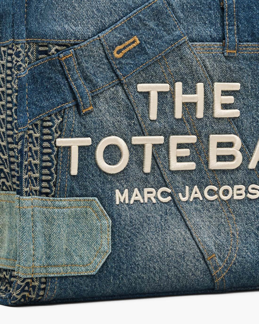 Marc Jacobs The Deconstructed Denim Medium Tote Bag Indigo Multi