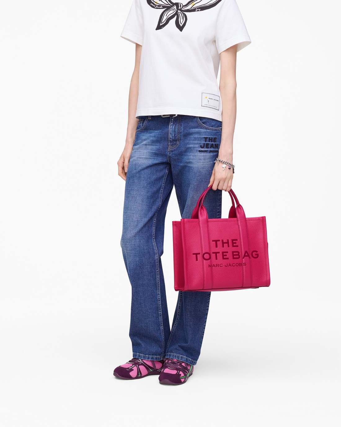 Marc Jacobs The Leather Medium Tote Bag Raspberry Pink