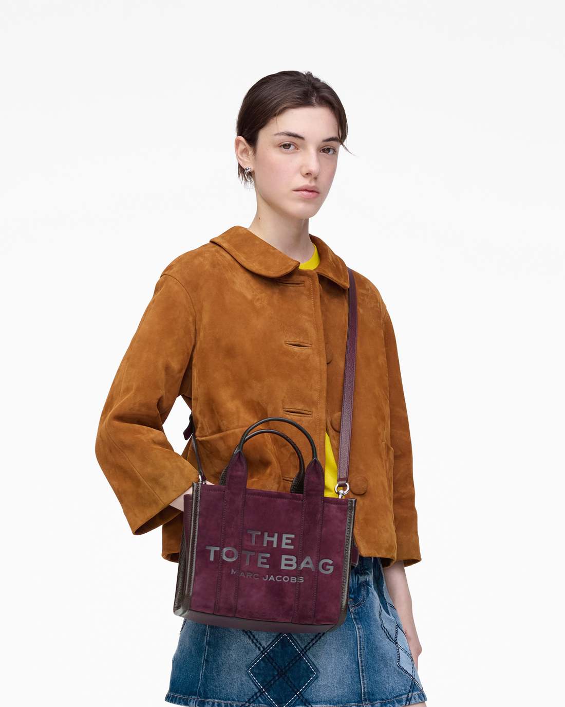 Marc Jacobs The Suede Small Tote Bag Dark Plum