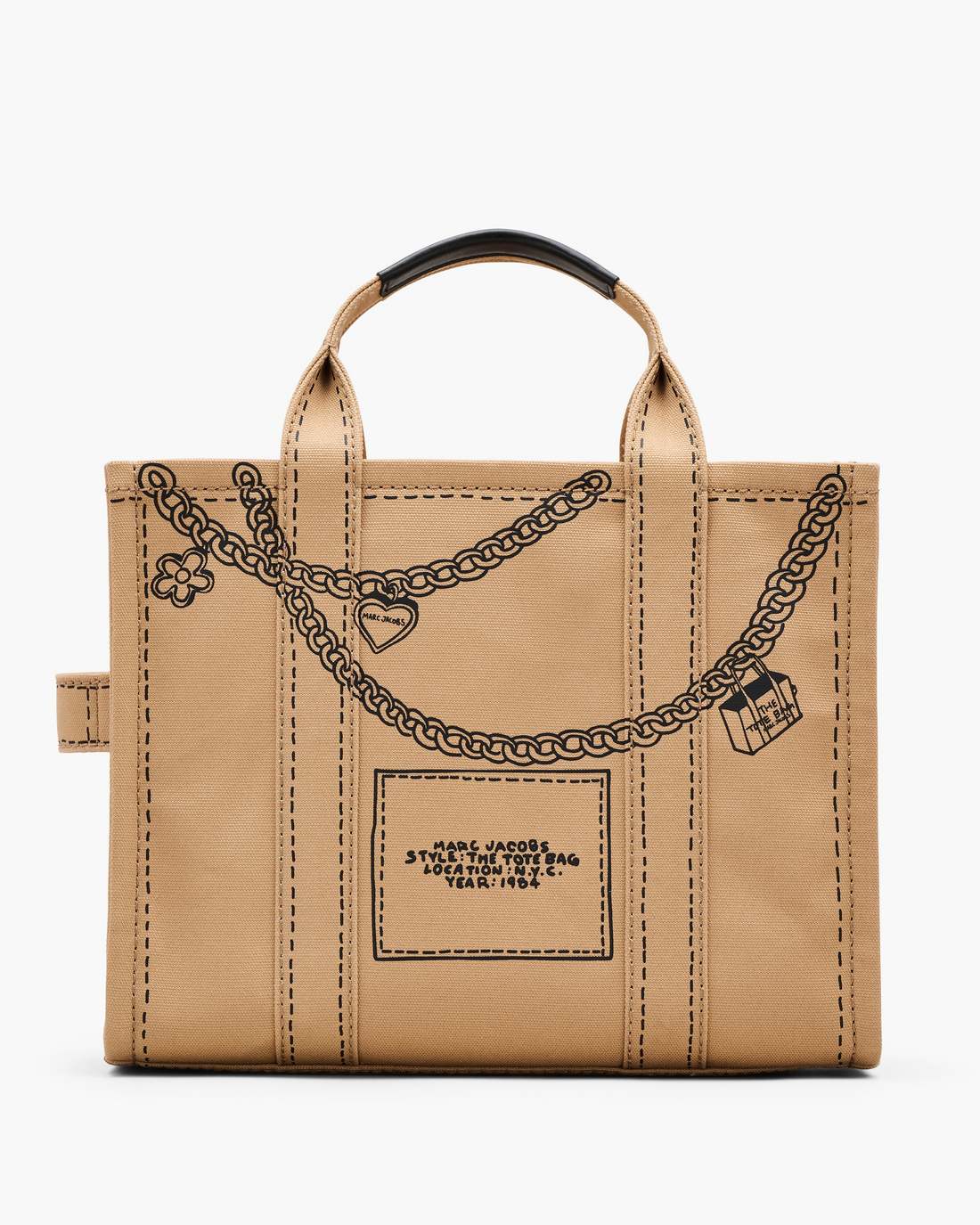 Marc Jacobs The Trompe L'Oeil Charm Canvas Medium Tote Bag Camel Multi