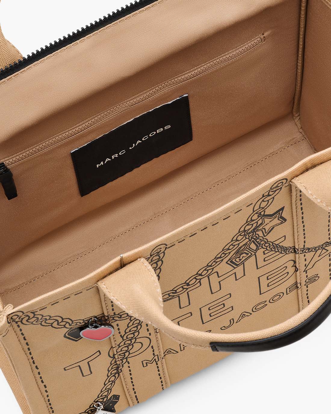 Marc Jacobs The Trompe L'Oeil Charm Canvas Medium Tote Bag Camel Multi