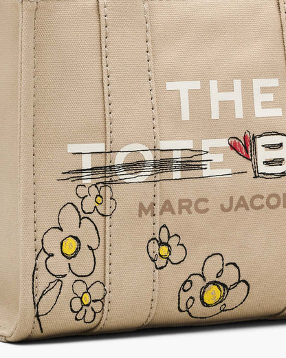 Marc Jacobs The Daisy Doodle Canvas Small Tote Bag Beige Multi