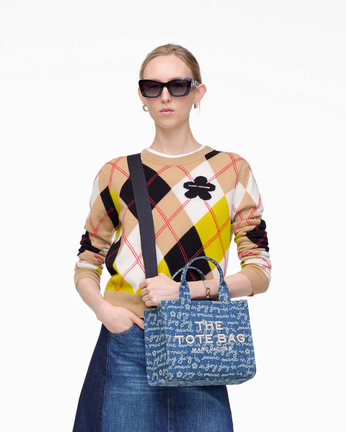 Marc Jacobs The Joy Denim Small Tote Bag Indigo Multi