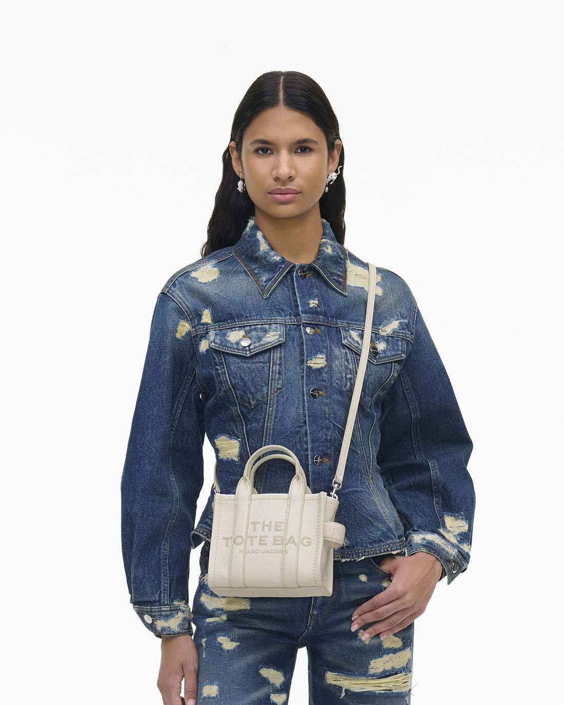 Marc Jacobs The Leather Crossbody Tote Bag Cotton/Silver