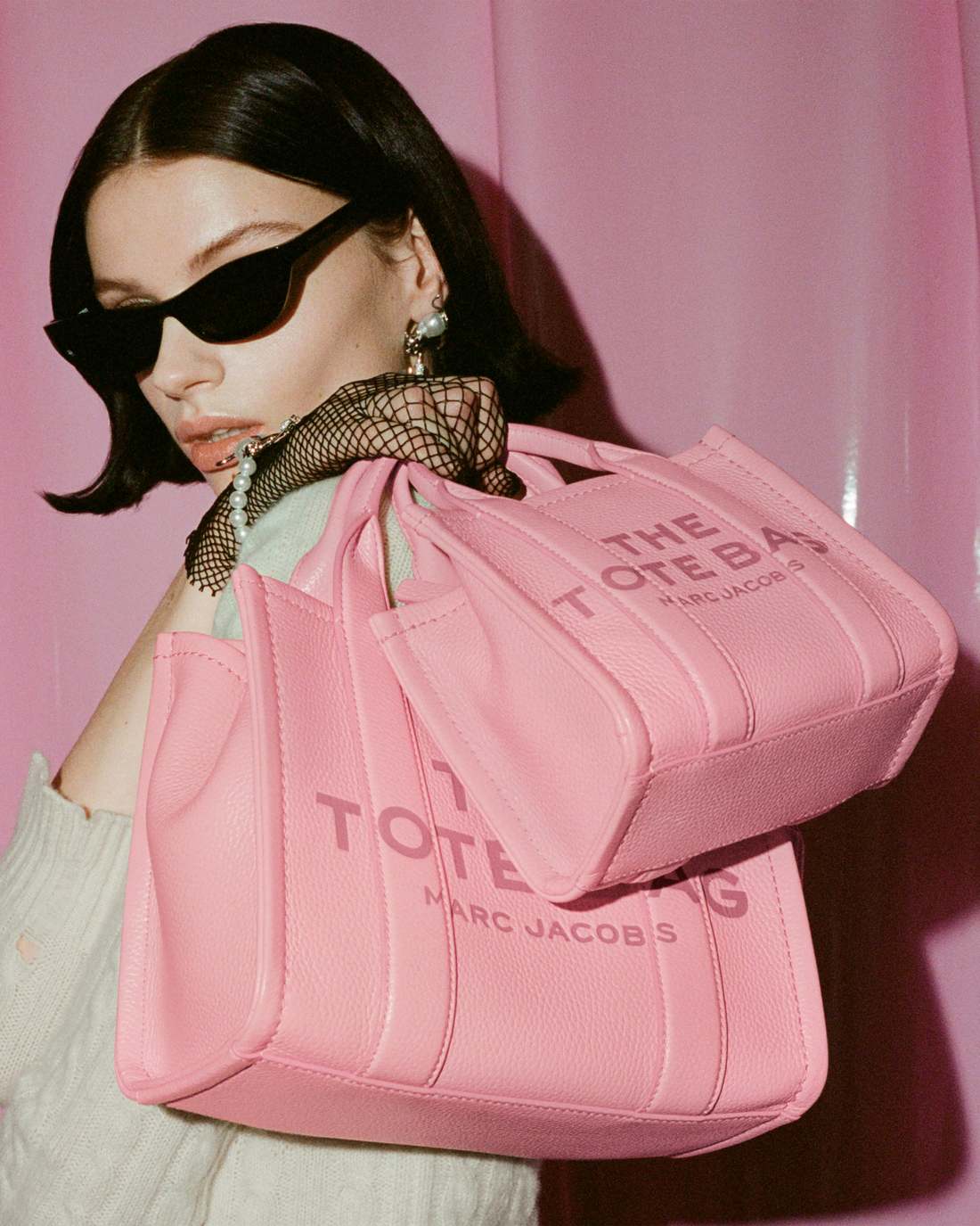 Marc Jacobs The Leather Crossbody Tote Bag Ribbon Pink
