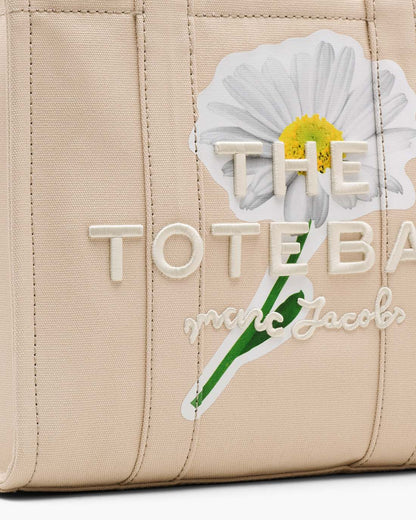 Marc Jacobs The Daisy Script Canvas Medium Tote Bag Cloud White Multi