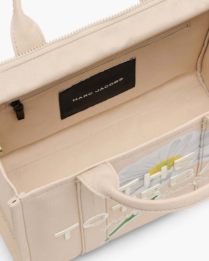 Marc Jacobs The Daisy Script Canvas Medium Tote Bag Cloud White Multi