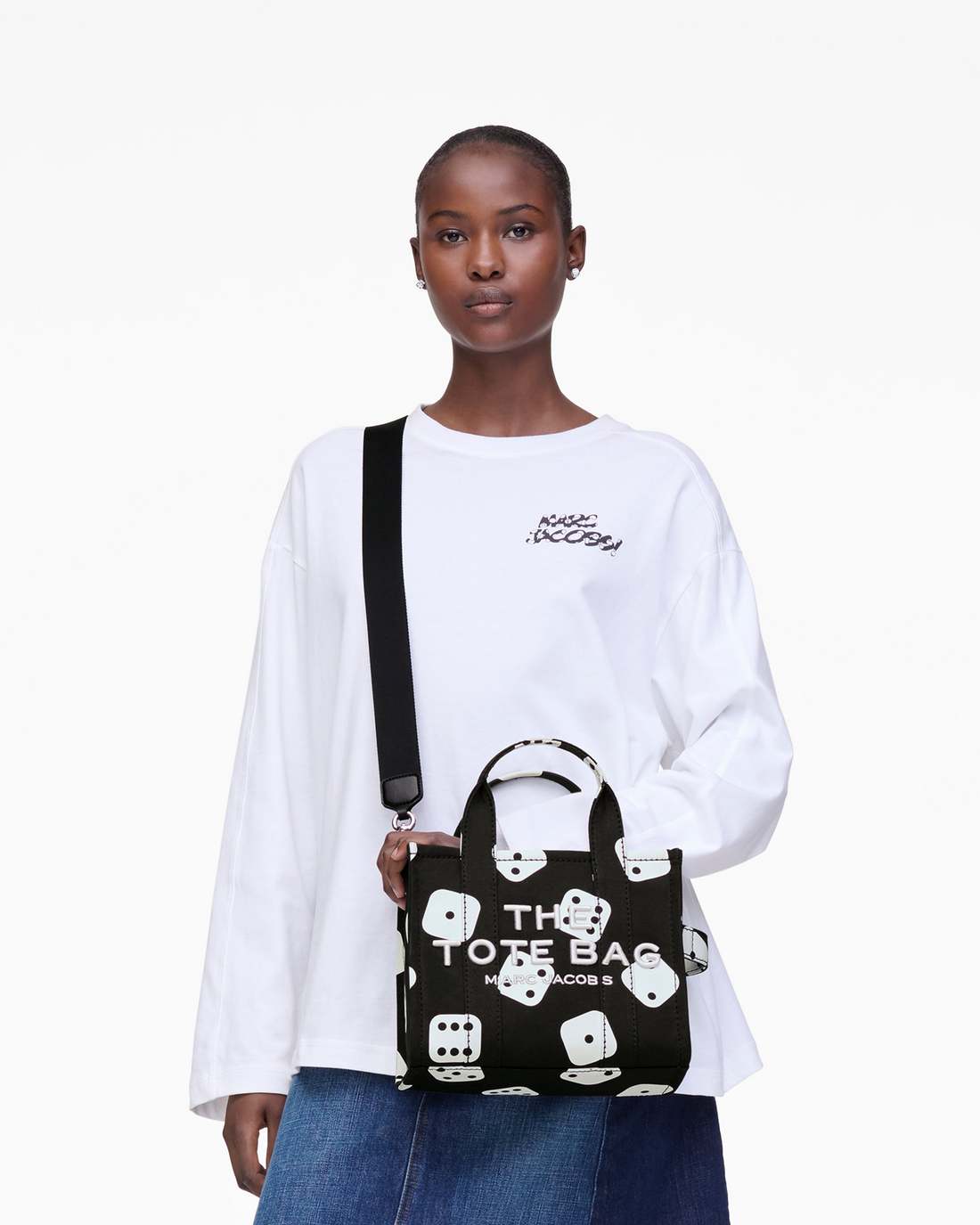 Marc Jacobs Derrick Adams X Marc Jacobs Canvas Small Tote Bag Black/White