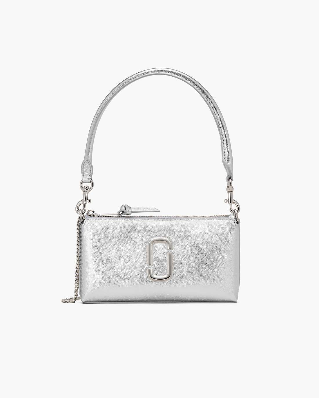 Marc Jacobs The Metallic Snapshot Convertible Shoulder Bag Silver