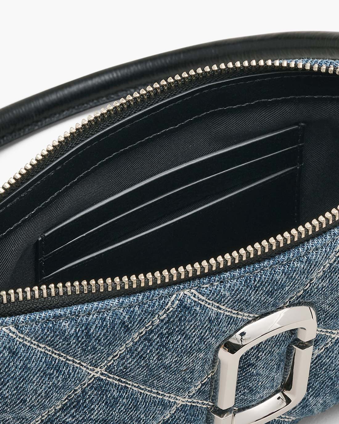 Marc Jacobs The Quilted Denim Snapshot Convertible Shoulder Bag Light Wash Indigo