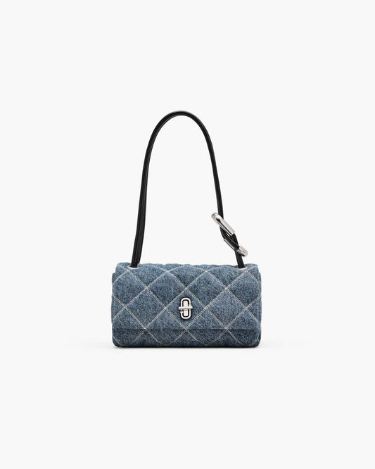 Marc Jacobs The Quilted Denim Mini Dual Shoulder Bag Light Wash Indigo