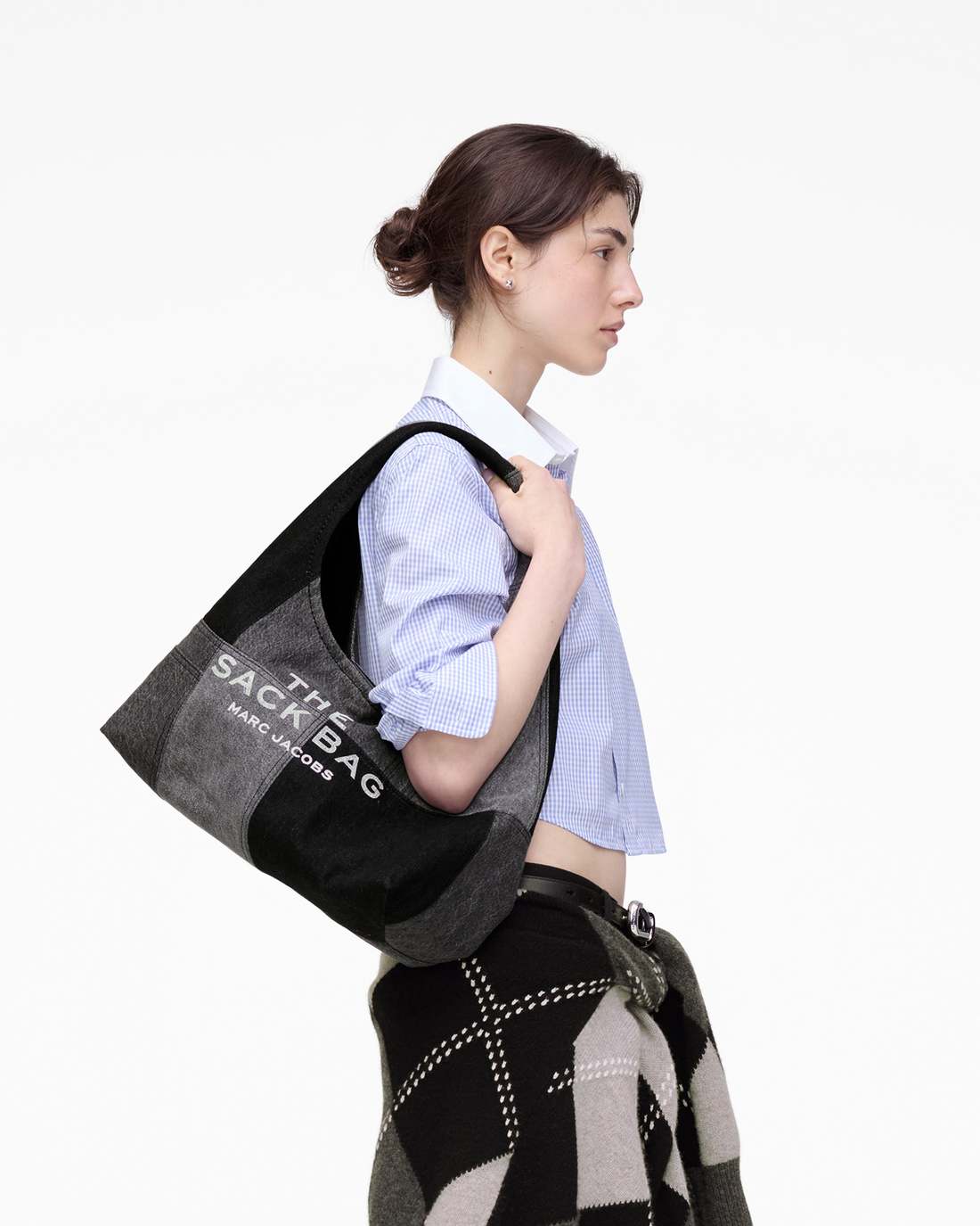 Marc Jacobs The Patchwork Denim Sack Bag Black Denim