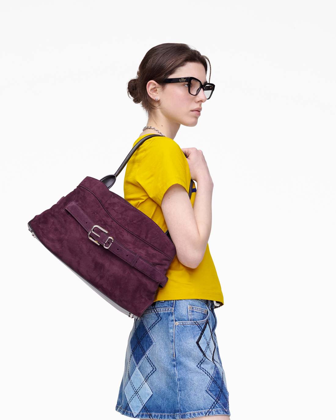 Marc Jacobs The Suede Dakota Satchel Dark Plum