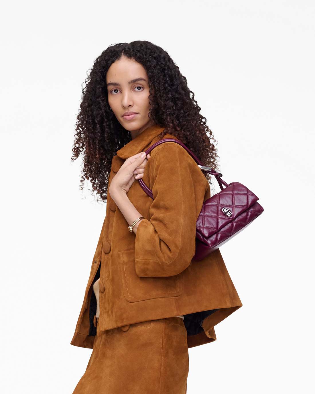 Marc Jacobs The Quilted Mini Dual Shoulder Bag Dark Plum
