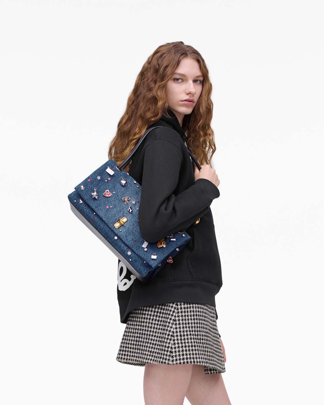 Marc Jacobs The Trinket Charm Denim Large Dual Bag Medium Wash Multi
