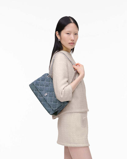 Marc Jacobs The Quilted Denim Dual Convertible Shoulder Bag Light Wash Indigo