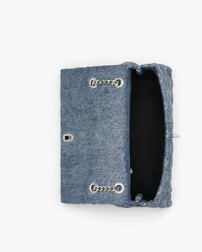 Marc Jacobs The Quilted Denim Dual Convertible Shoulder Bag Light Wash Indigo