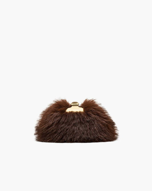 Marc Jacobs The Faux Fur Glam Small Clutch Dark Brown