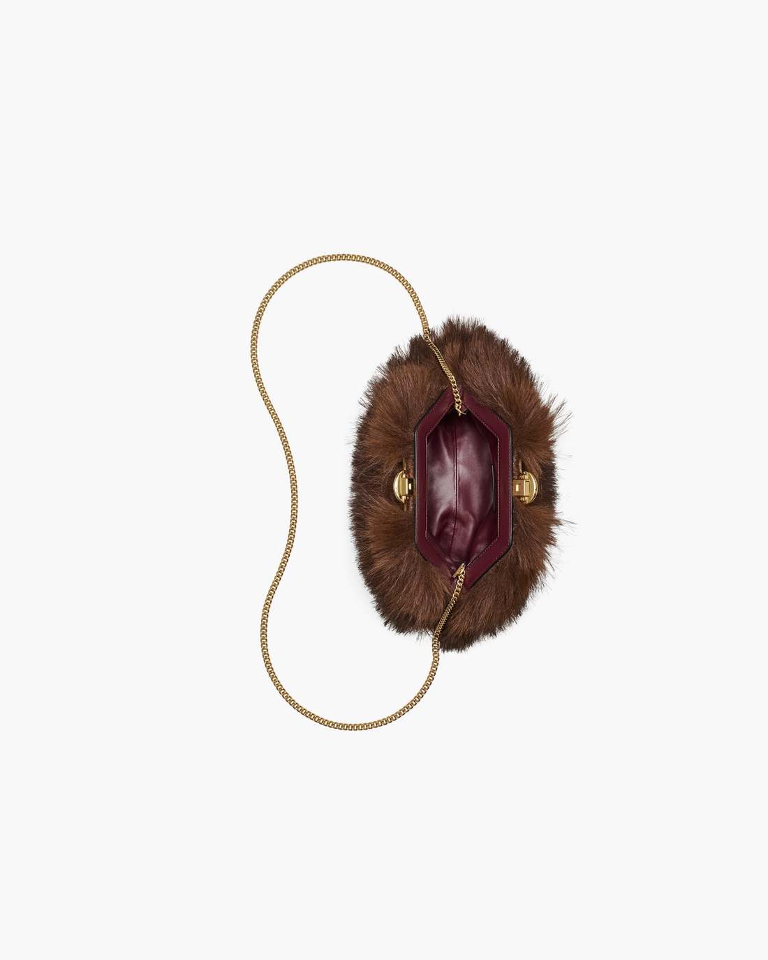 Marc Jacobs The Faux Fur Glam Small Clutch Dark Brown