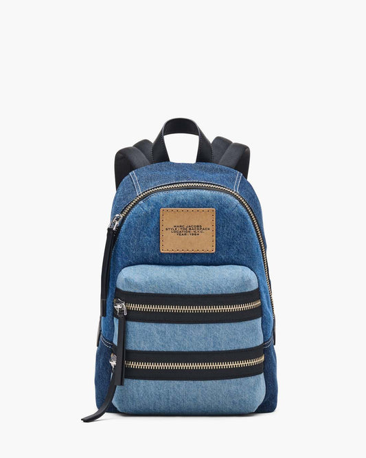 Marc Jacobs The Biker Colorblock Denim Medium Backpack Indigo Multi