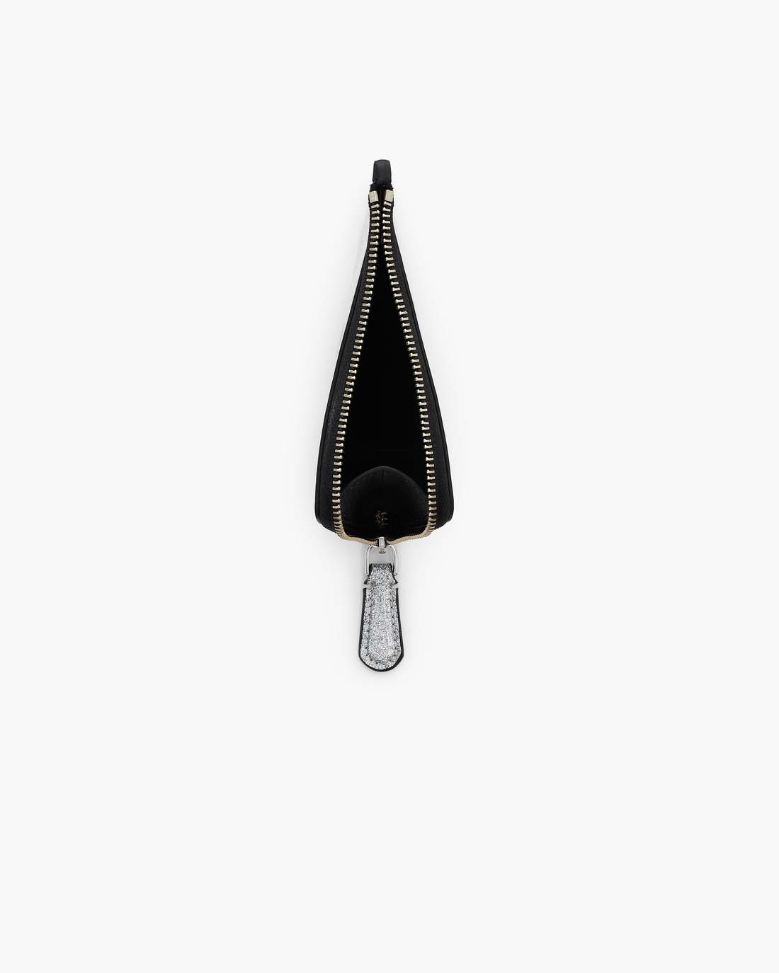 Marc Jacobs The Coated Glitter Everyday Top Zip Charm Wallet Silver