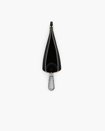 Marc Jacobs The Coated Glitter Everyday Top Zip Charm Wallet Silver