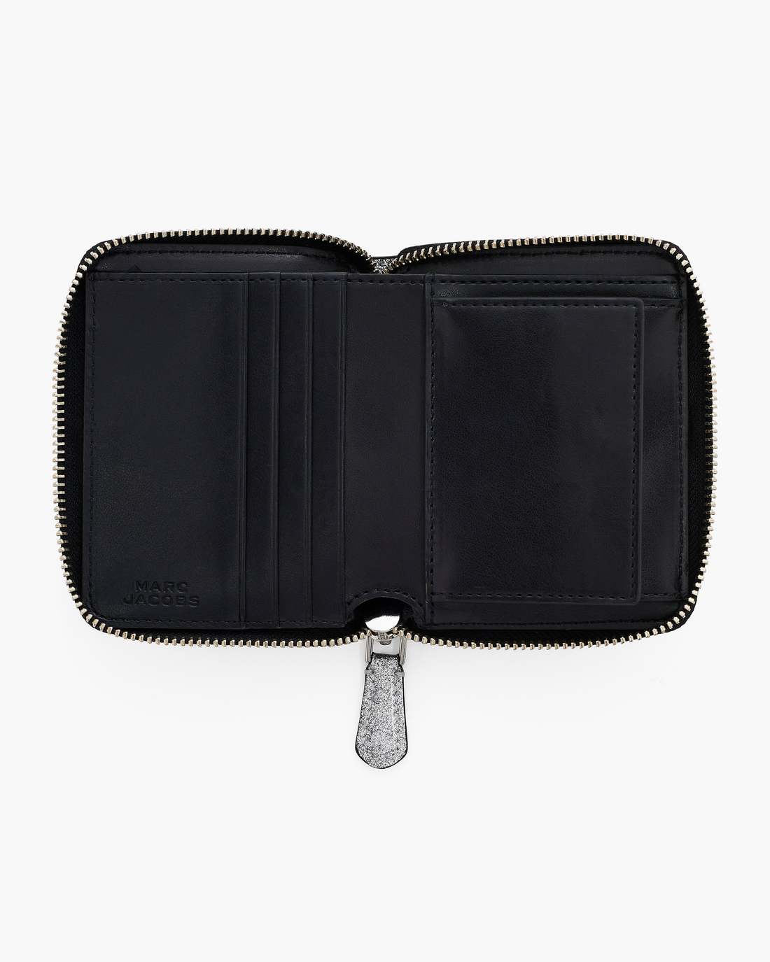 Marc Jacobs The Coated Glitter Everyday Slim Compact Wallet Silver
