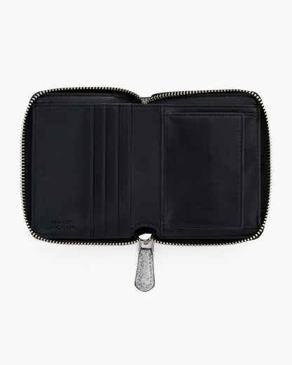 Marc Jacobs The Coated Glitter Everyday Slim Compact Wallet Silver