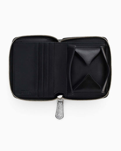 Marc Jacobs The Coated Glitter Everyday Slim Compact Wallet Silver