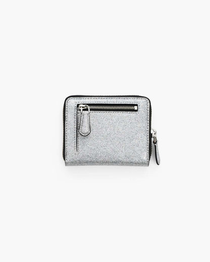 Marc Jacobs The Coated Glitter Everyday Slim Compact Wallet Silver