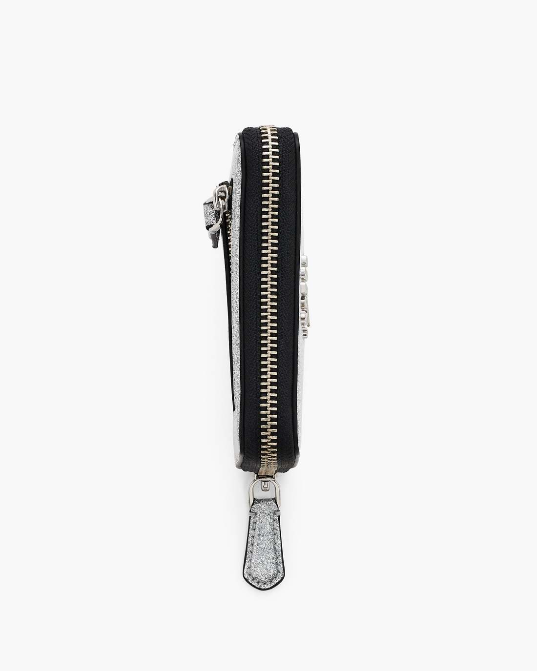 Marc Jacobs The Coated Glitter Everyday Slim Compact Wallet Silver